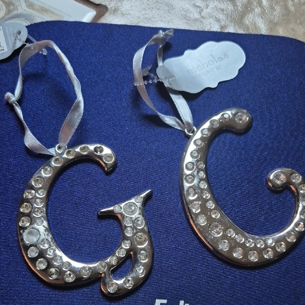 NICHOLAS Silver Crystal-Embellished Letter Ornaments